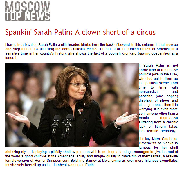 Pravda on Palin